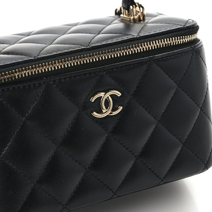 Chanel Lambskin Quilted Small Top Handle Vanity Case With Chain Black 12 of 13