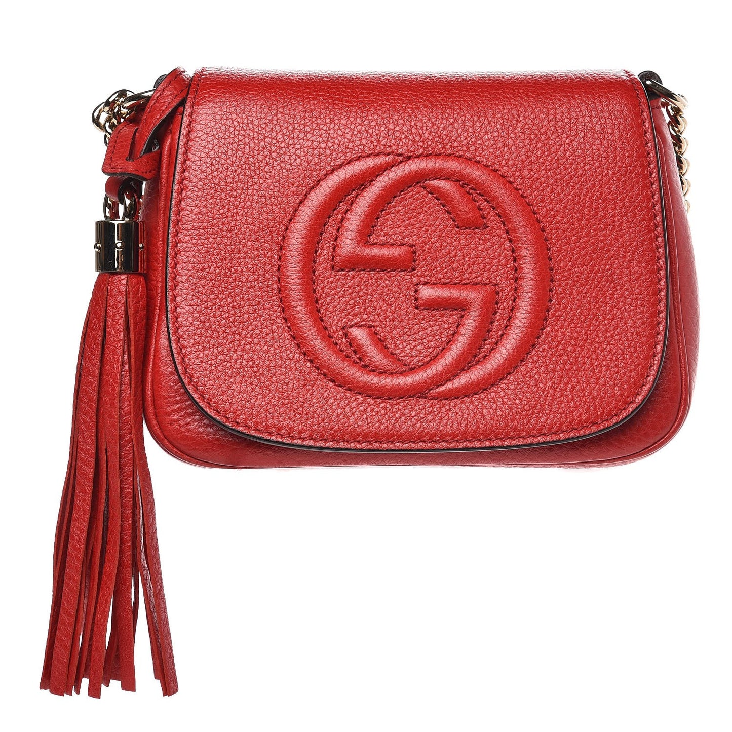 Pebbled Calfskin Small Soho Flap Crossbody Red