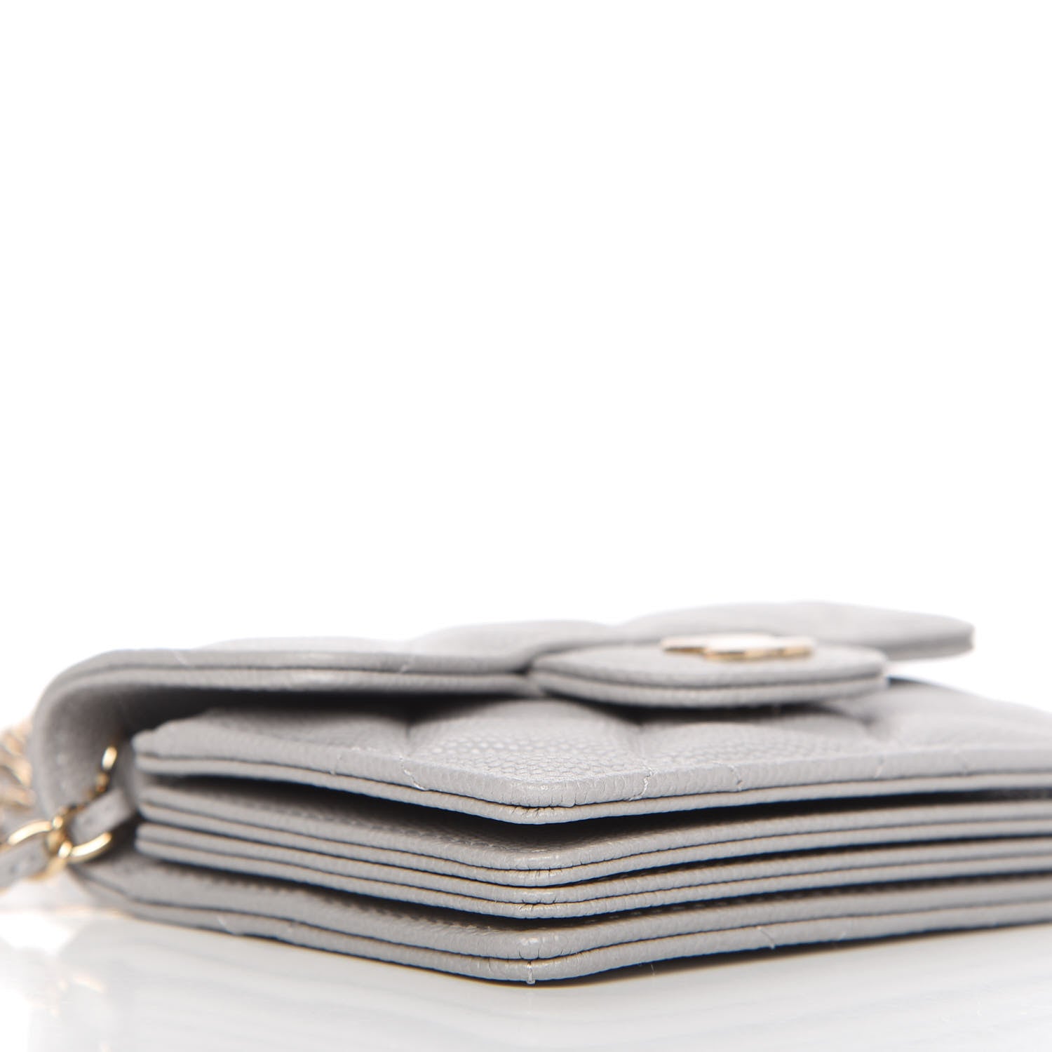 Chanel Caviar Quilted Flap Card Holder On Chain Grey 6 of 11