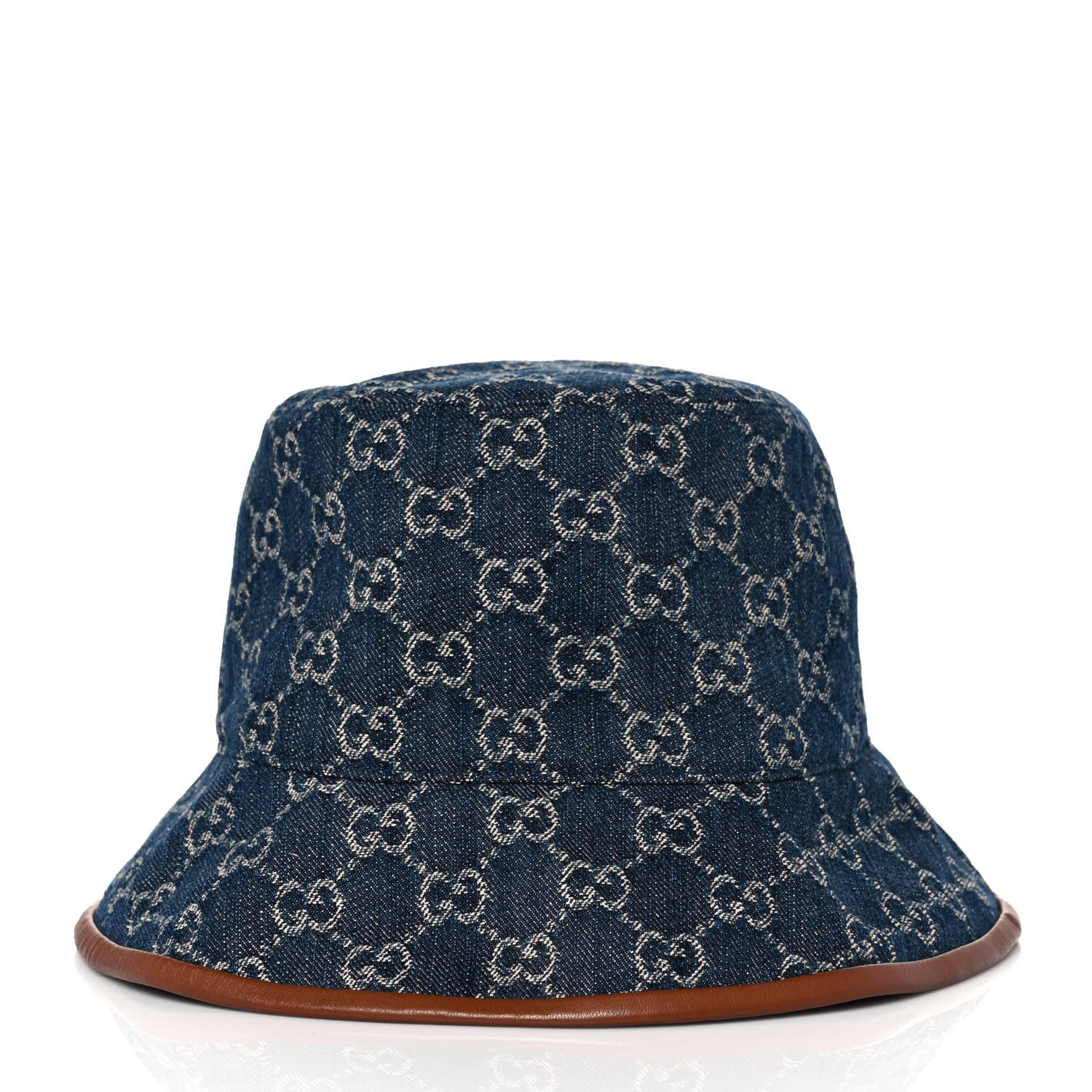 Gucci Washed Jacquard Denim Nappa GG Monogram Oscar Bucket Hat S Denim Cuir 4 of 7