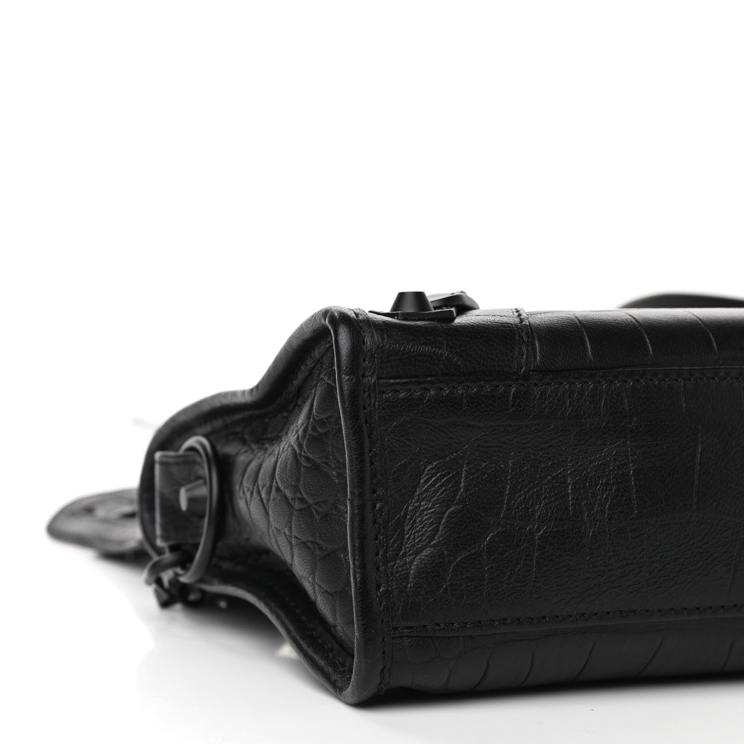 Balenciaga Matte Supple Lambskin Crocodile Embossed Classic Black Hardware Mini City Black 11 of 12