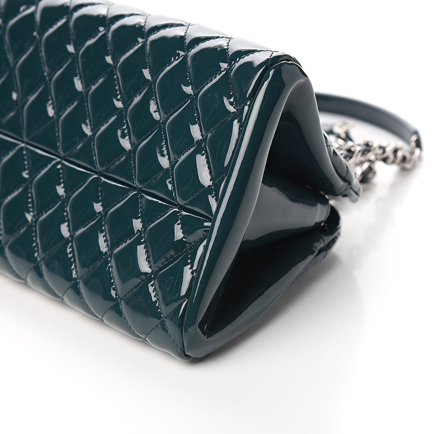 Chanel Patent Quilted Medium Just Mademoiselle Bowling Bag Turquoise 8 of 10