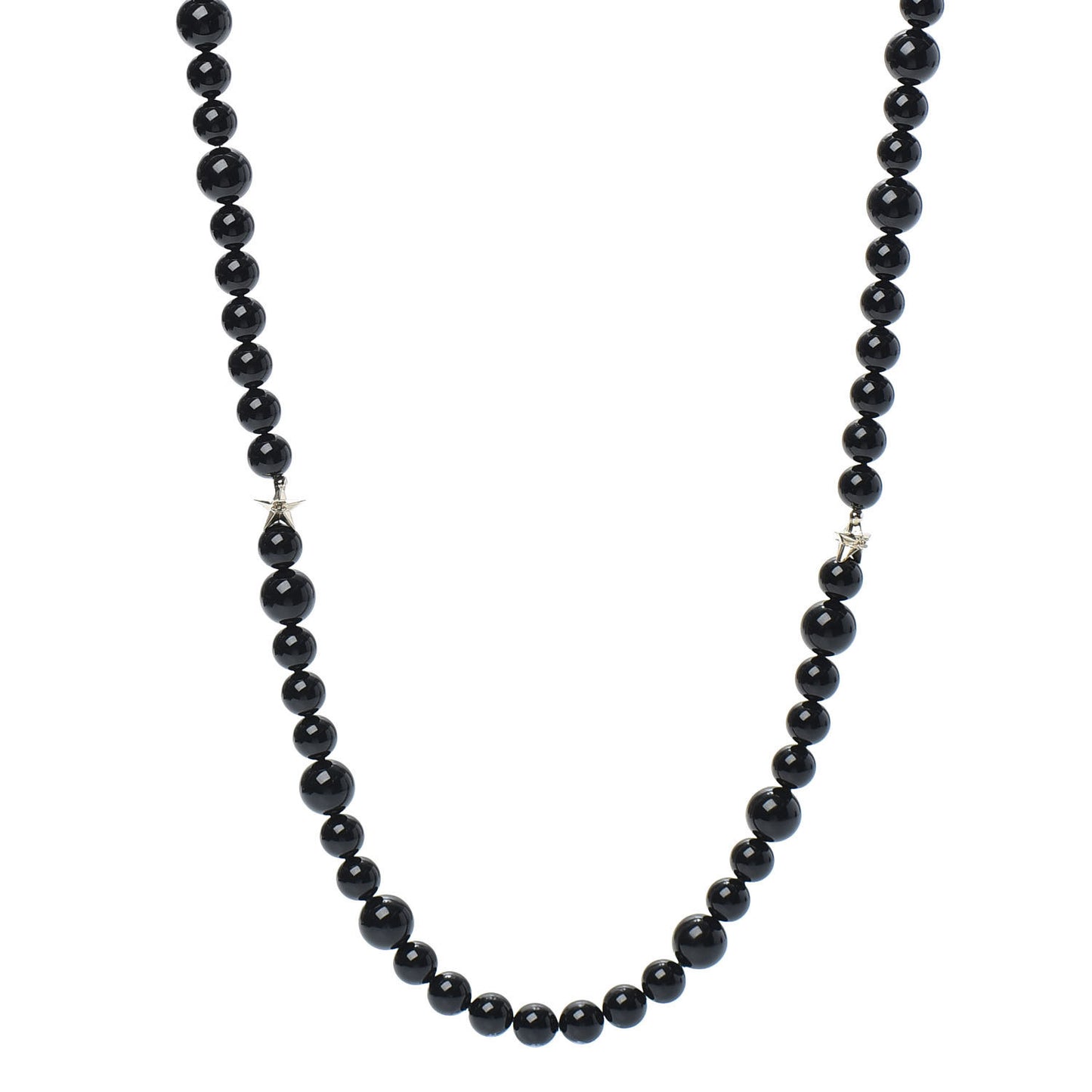Beaded CC Star Necklace Black