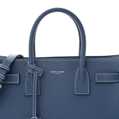 Saint Laurent Grained Calfskin Topstitch Baby Sac De Jour Denim 8 of 10