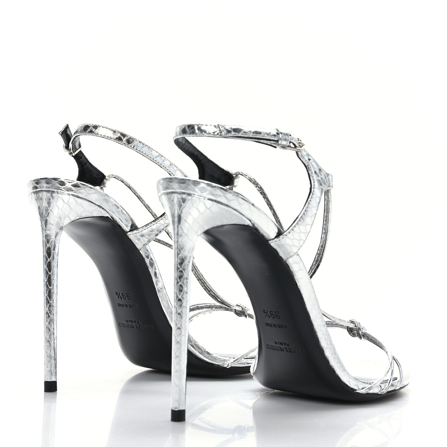 Saint Laurent Snakeskin Robbin 105 Strappy Silver 4 of 8