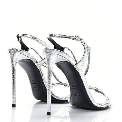 Saint Laurent Snakeskin Robbin 105 Strappy Silver 4 of 8