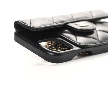 Chanel Lambskin Quilted iPhone XII Pro Holder With Chain Black 9 of 11
