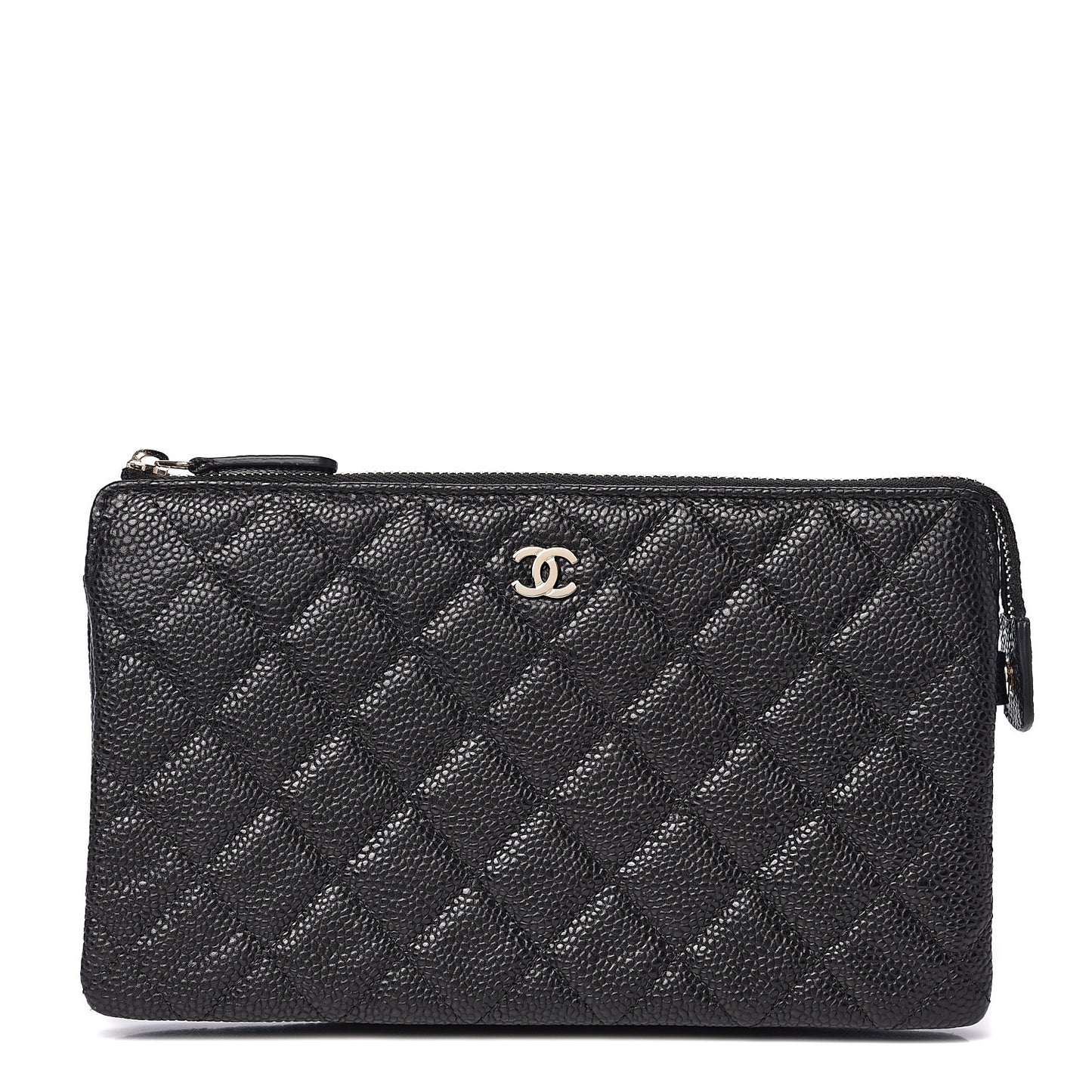 Caviar Quilted Small Zipped Pouch Black