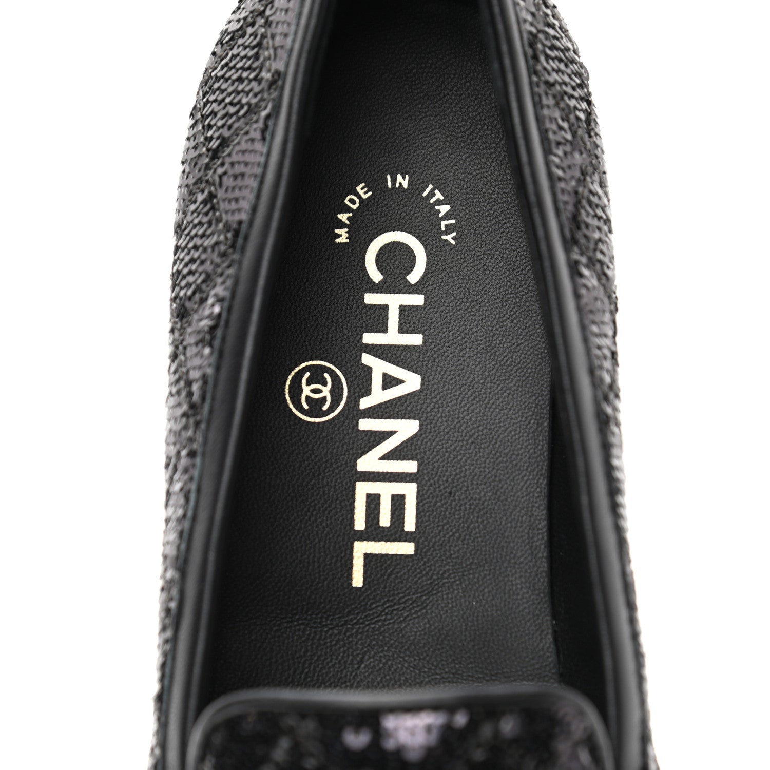 Chanel Sequin Lambskin Quilted CC Loafers 36 Black 7 of 8