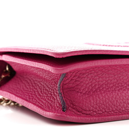 Gucci Pebbled Calfskin Soho Wallet on Chain Bright Bougainvillea 8 of 11
