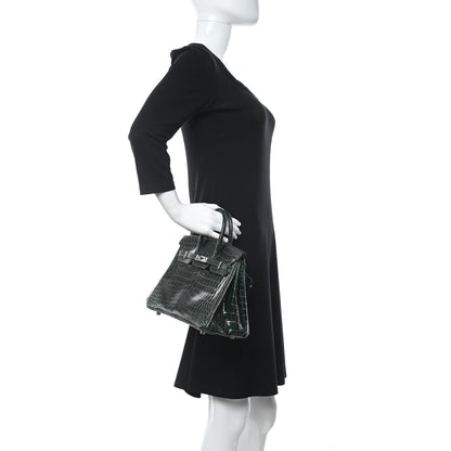 Hermes Shiny Niloticus Crocodile Birkin 25 Vert Fonce 2 of 32
