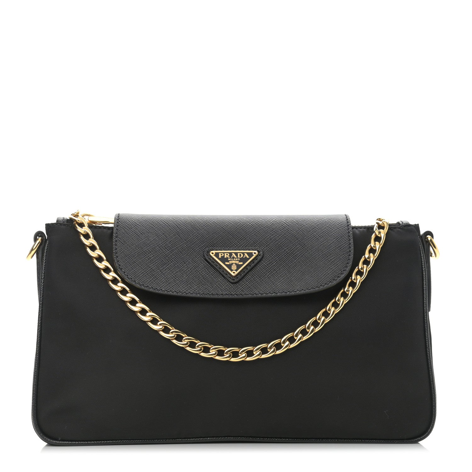 Prada Tessuto Nylon Saffiano Crossbody Bag Black 1 of 11