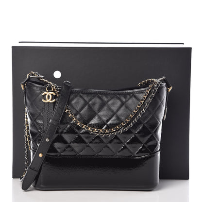 Chanel Patent Goatskin Quilted Medium Gabrielle Hobo Black 8 of 8