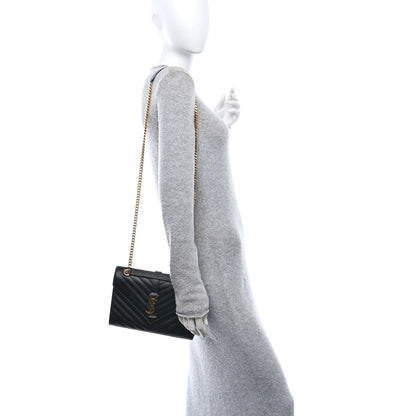 Saint Laurent Grain De Poudre Matelasse Chevron Medium Monogram Satchel Black 2 of 11