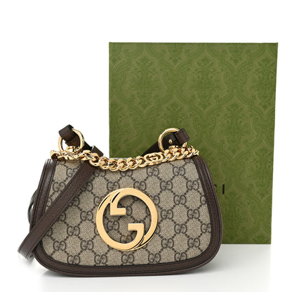 Gucci GG Supreme Monogram Textured Dollar Calfskin Mini Blondie Chain Shoulder Flap Bag Beige Ebony New Acero 11 of 11
