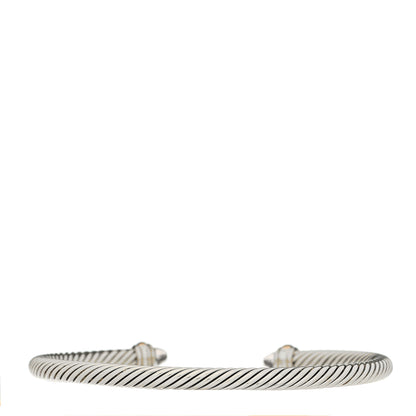 David Yurman Sterling Silver 18K Rose Gold Morganite 4mm Cable Classics Bracelet 2 of 3