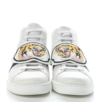 Gucci Calfskin Ayers Web Tiger Removable Patches Ace Mens High Top Sneakers 9 White 2 of 10