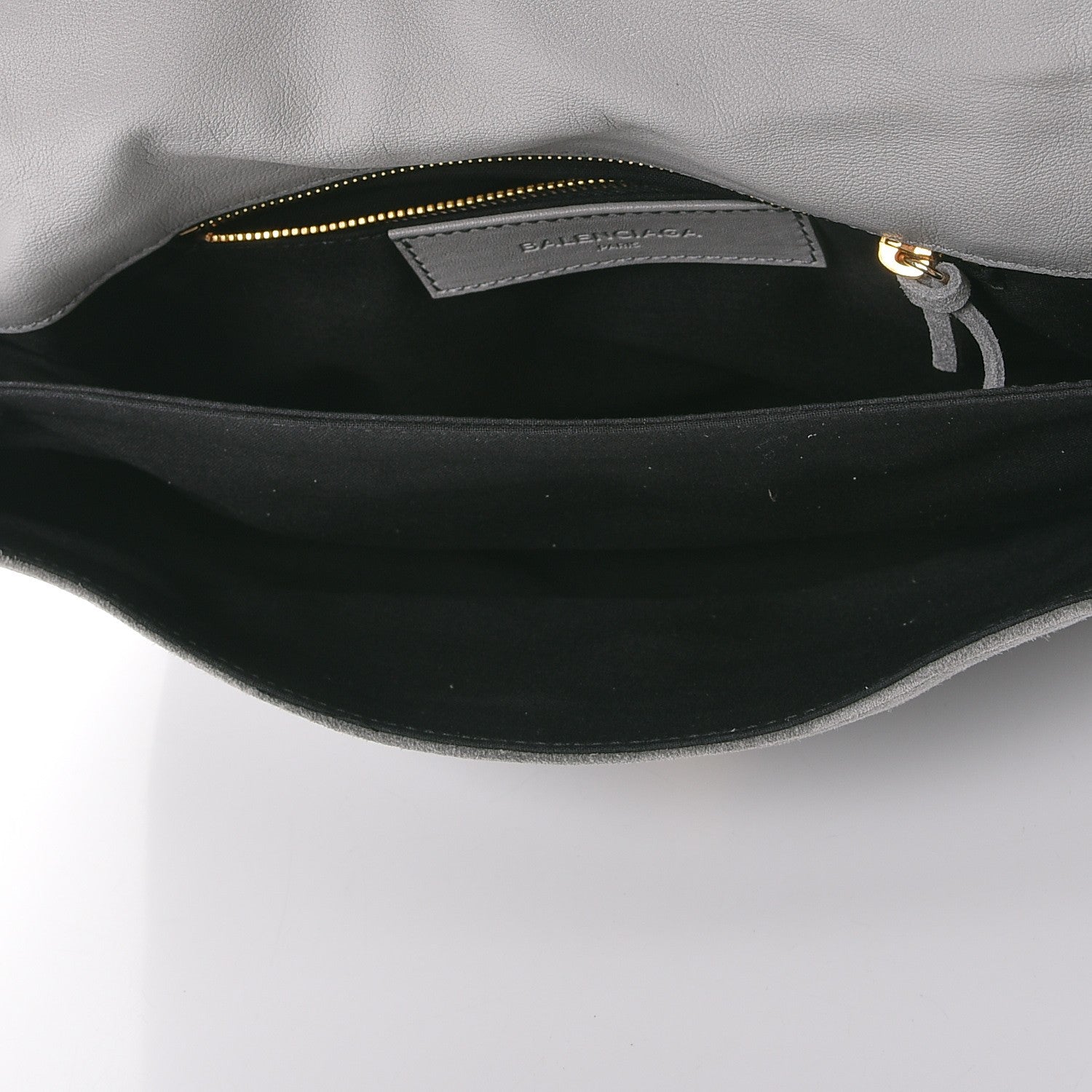 Balenciaga Suede Gold Metallic Edge Hardware Envelope Strap Clutch Gris Perle 5 of 10