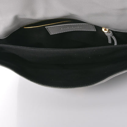 Balenciaga Suede Gold Metallic Edge Hardware Envelope Strap Clutch Gris Perle 5 of 10