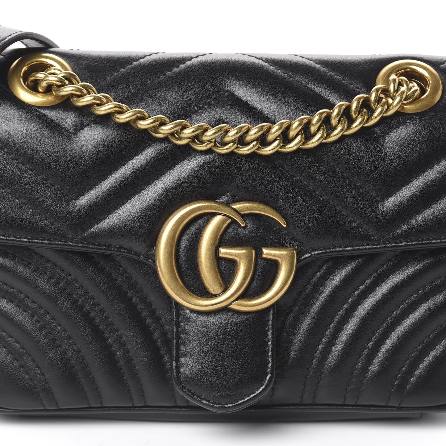 Calfskin Matelasse Mini GG Marmont Shoulder Bag Black