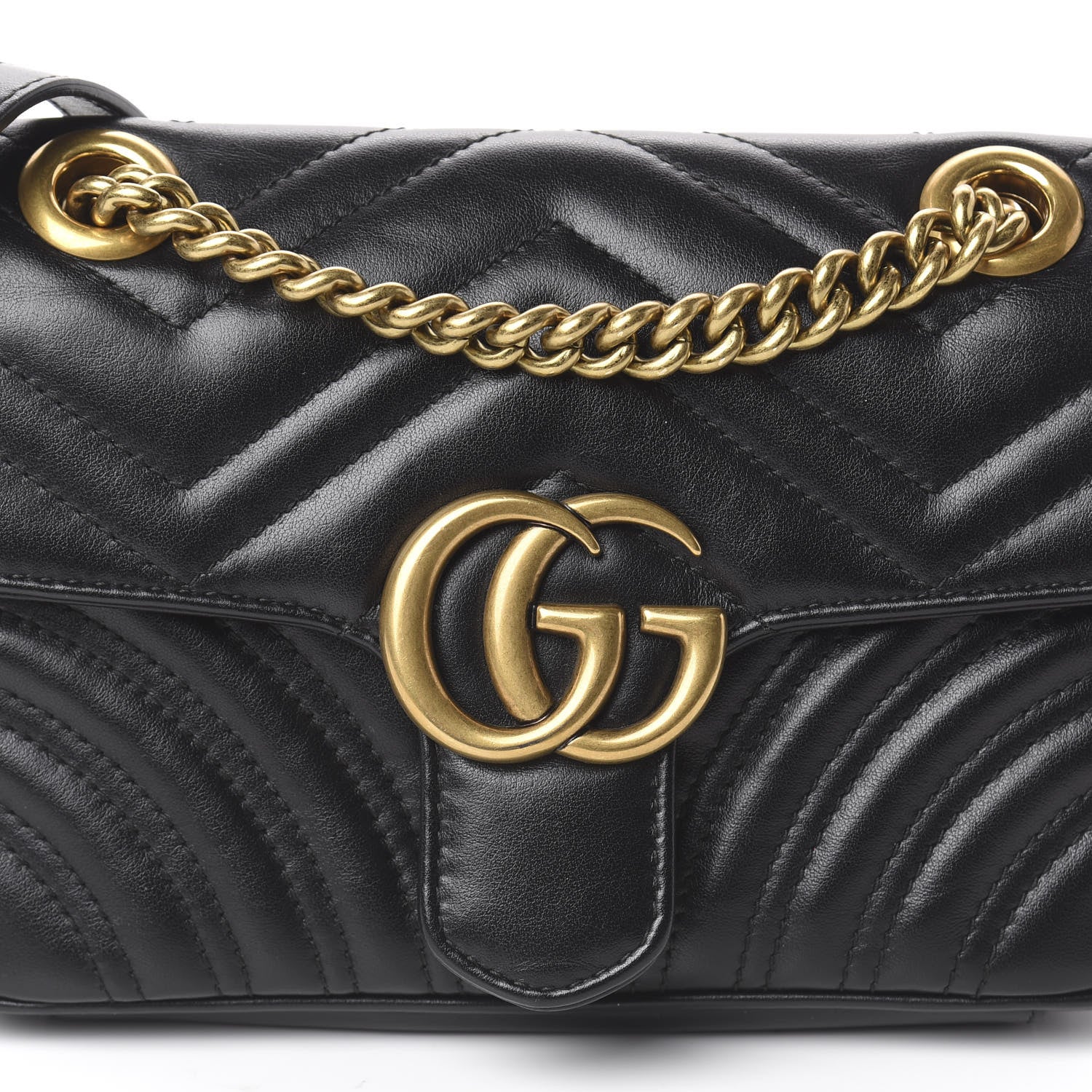 Gucci Calfskin Matelasse Mini GG Marmont Shoulder Bag Black 6 of 8