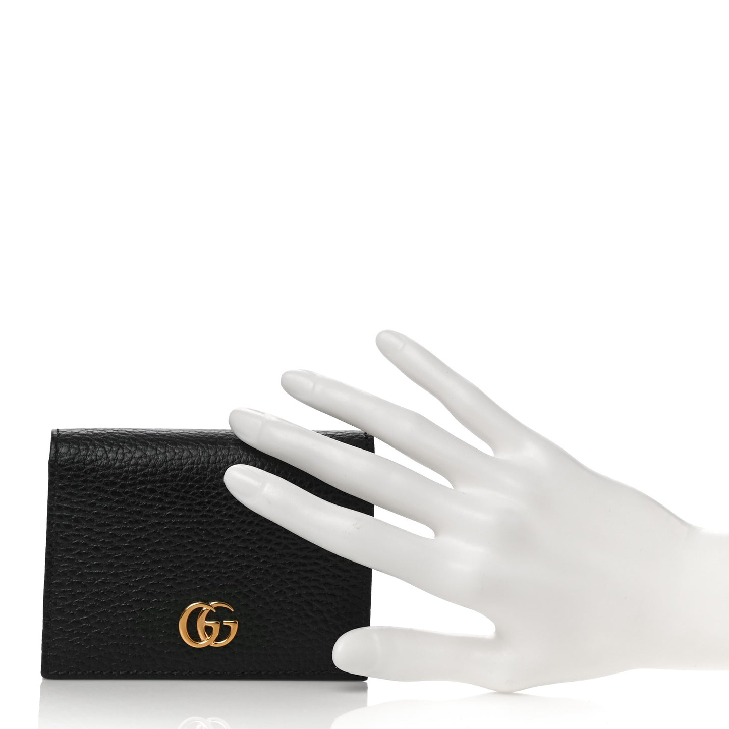 Pebbled Calfskin GG Marmont Card Case Black