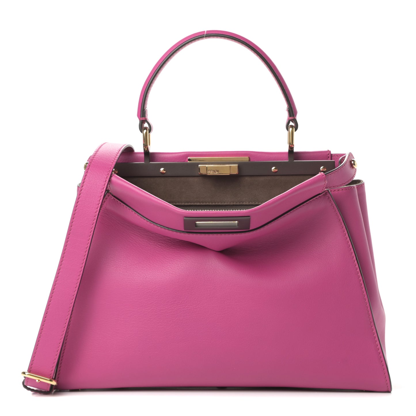 Vitello Seta Medium Peekaboo Iconic Satchel Magenta