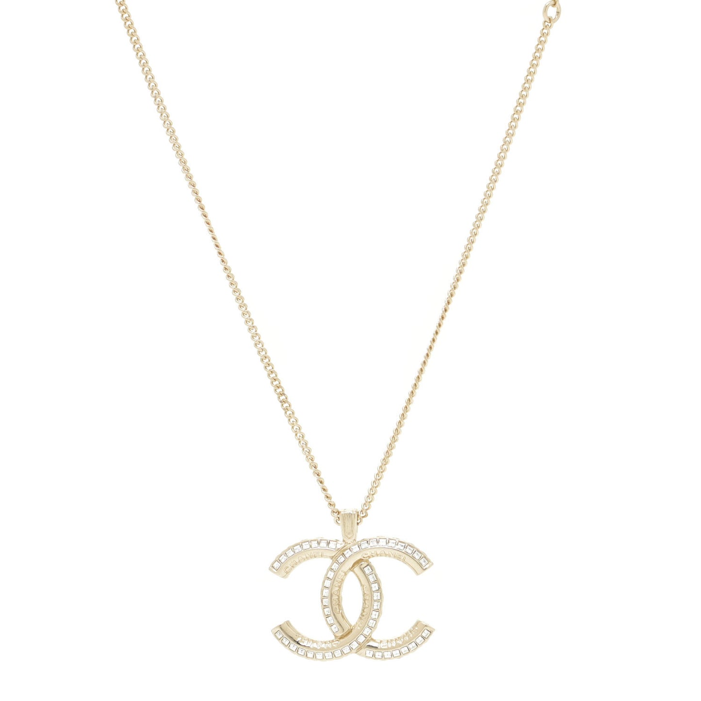 Crystal CC Chain Necklace Gold