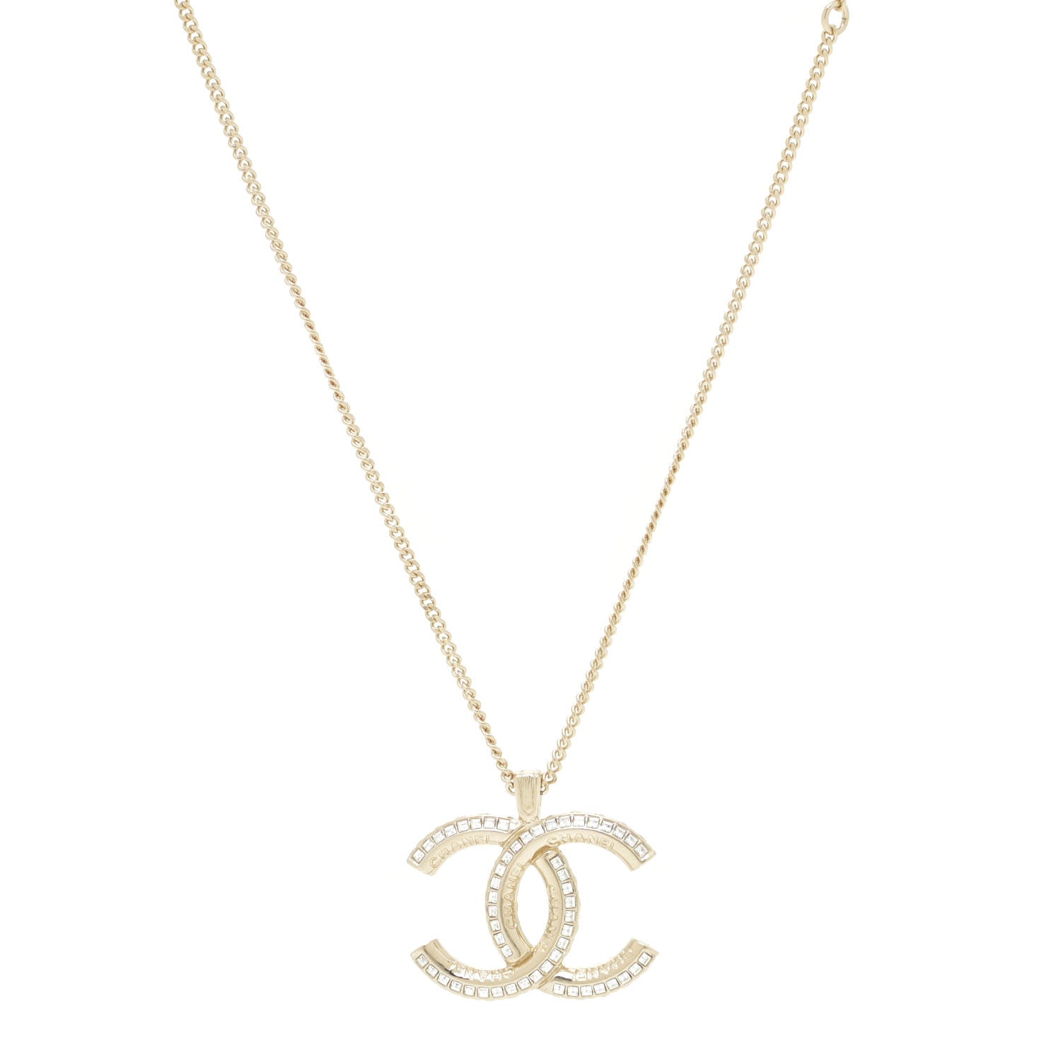 Chanel Crystal CC Chain Necklace Gold 1 of 6