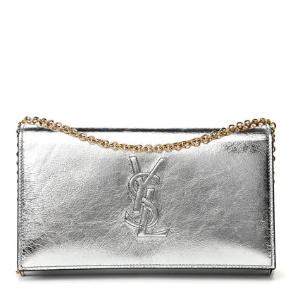 Saint Laurent Metallic Crinkled Calfskin Belle de Jour Chain Clutch Silver 1 of 4
