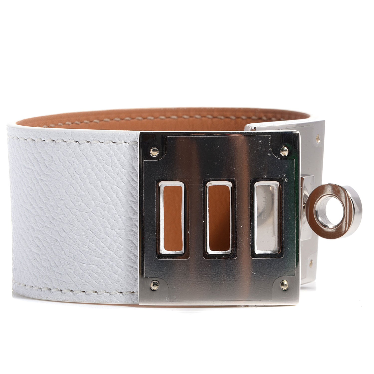 Hermes Epsom Kelly Dog Bracelet White 6 of 7