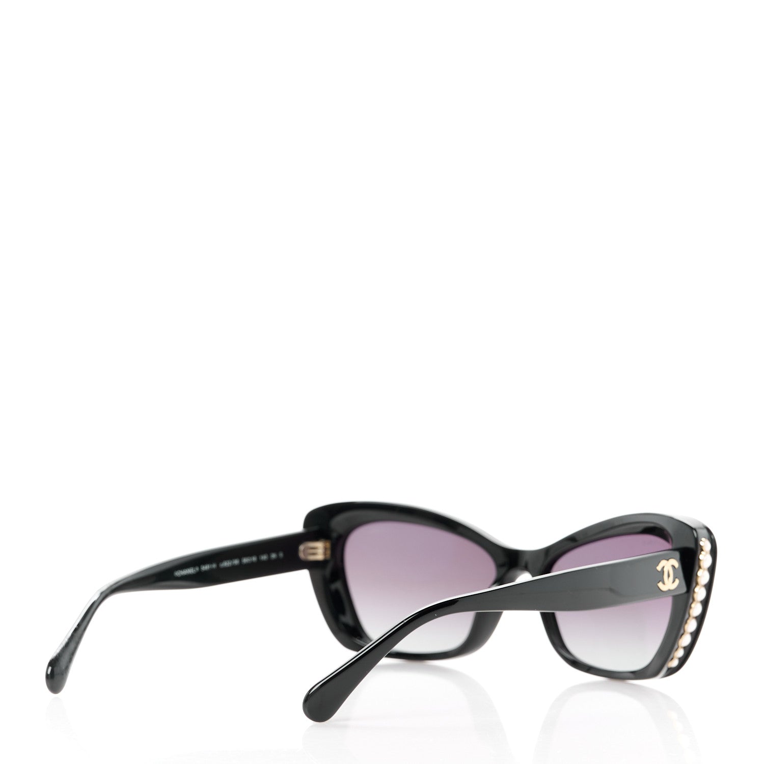 Chanel Acetate Pearl Cat Eye CC Sunglasses 5481-H Black 4 of 8