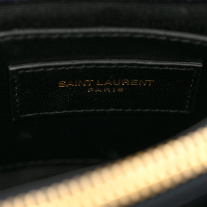 Saint Laurent Sheepskin Matelasse Chevron Monogram Medium College Bag Deep Marine 9 of 12