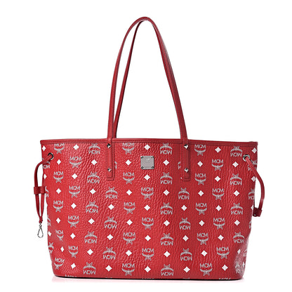 MCM Visetos Medium Liz Reversible Shopper Tote Ruby Red 1 of 12