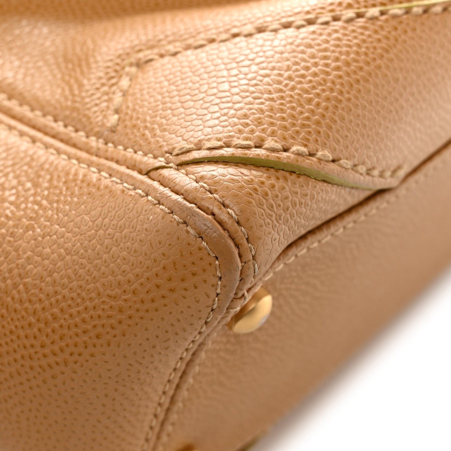 Caviar CC Stitched Shoulder Bag Beige