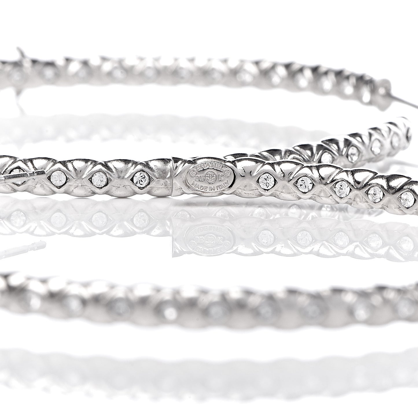 Crystal CC Hoop Earrings Silver