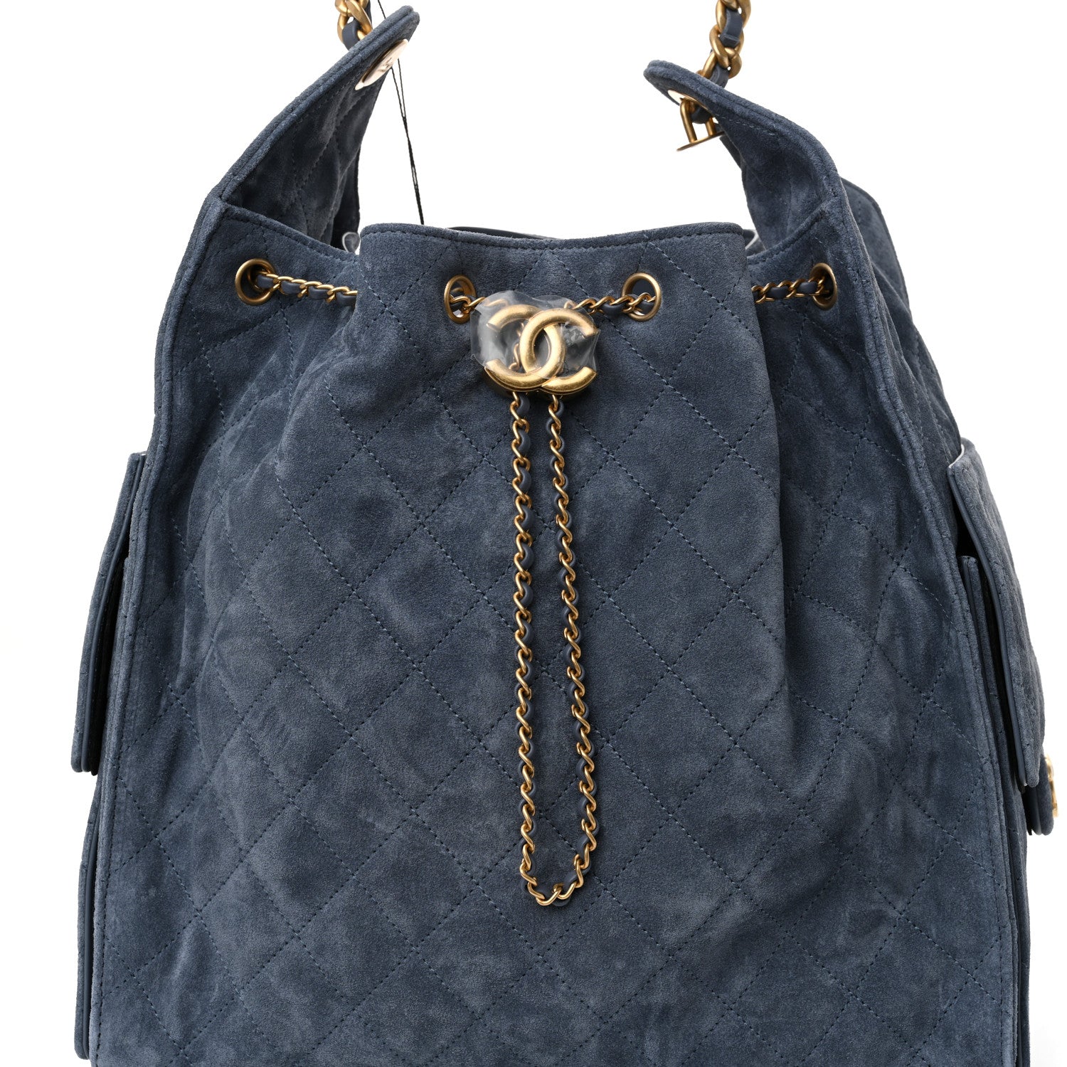 Chanel Suede Quilted Medium Chanel 25 Handbag Blue 9 of 12