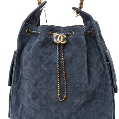 Chanel Suede Quilted Medium Chanel 25 Handbag Blue 9 of 12