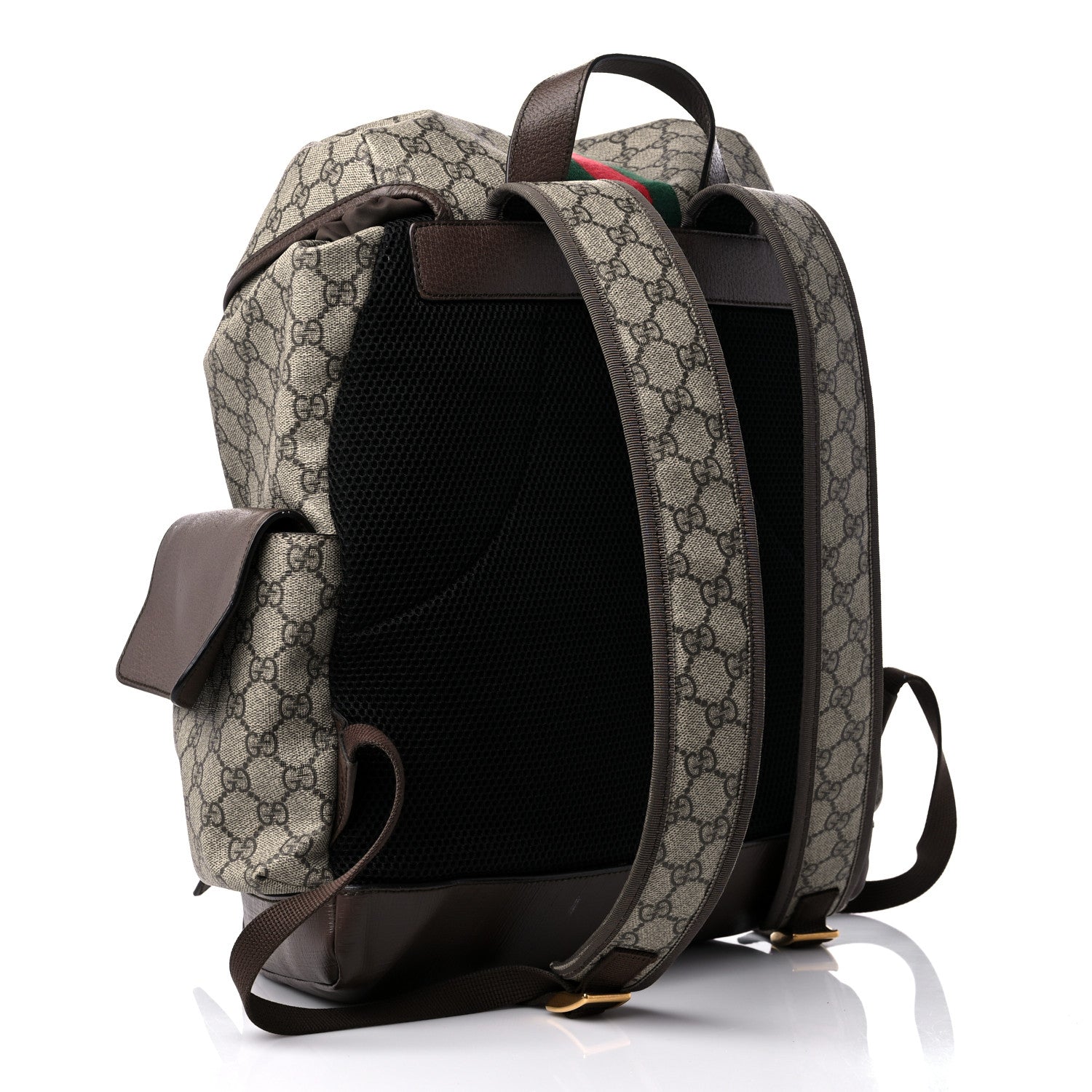 Gucci GG Supreme Monogram Medium Ophidia Double Buckle Backpack Brown 3 of 14