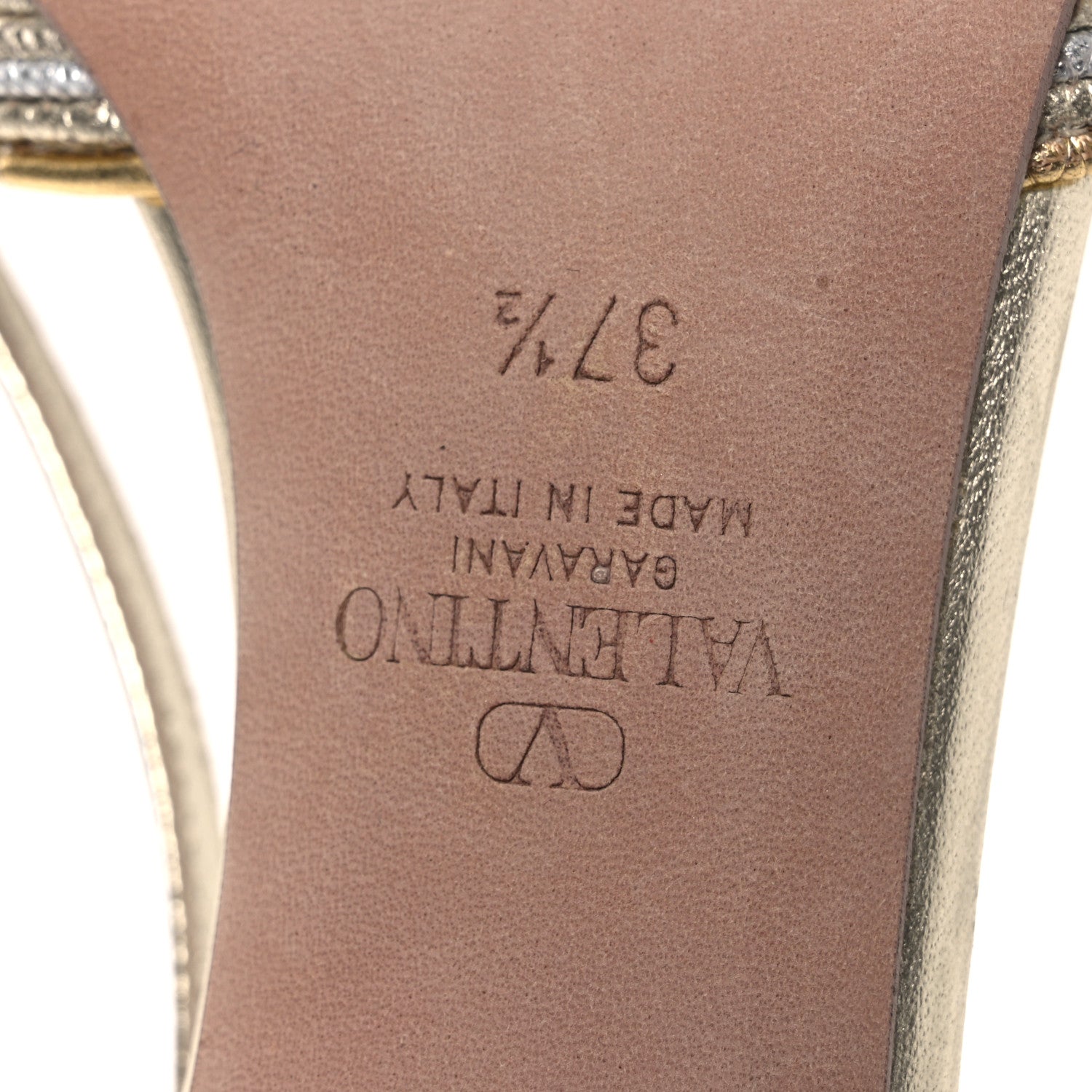 Valentino Garavani Metallic Raffia Calfskin Vlogo Slingback 80mm Pumps 37.5 Gold Silver 8 of 13