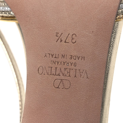 Valentino Garavani Metallic Raffia Calfskin Vlogo Slingback 80mm Pumps 37.5 Gold Silver 8 of 13