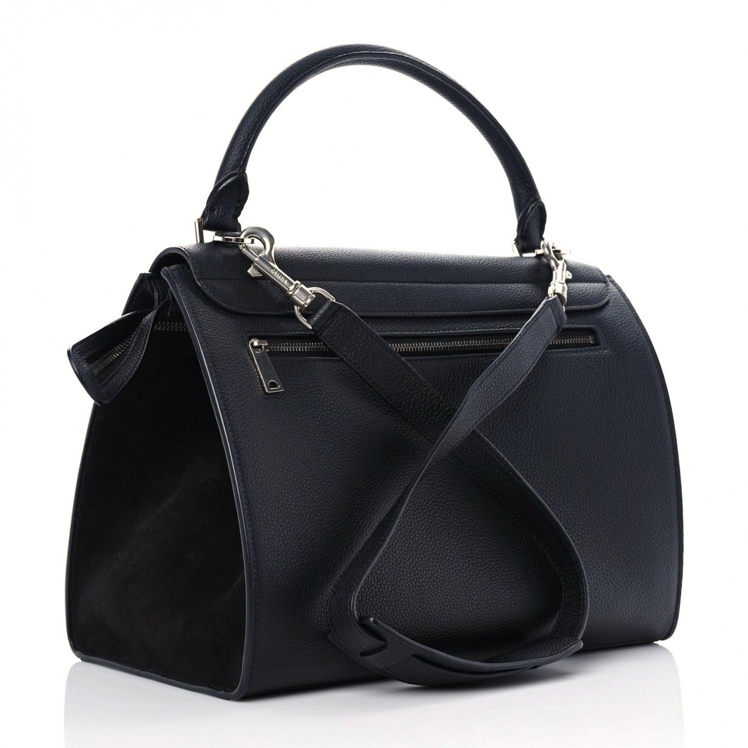 Celine Drummed Calfskin Suede Medium Trapeze Black 3 of 12