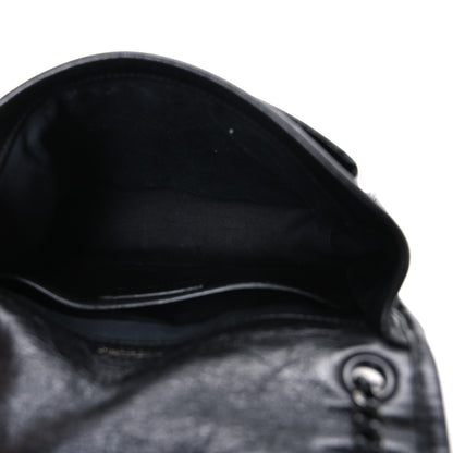 Saint Laurent Crinkled Calfskin Matelasse Monogram Baby Niki Chain Satchel Black 5 of 10