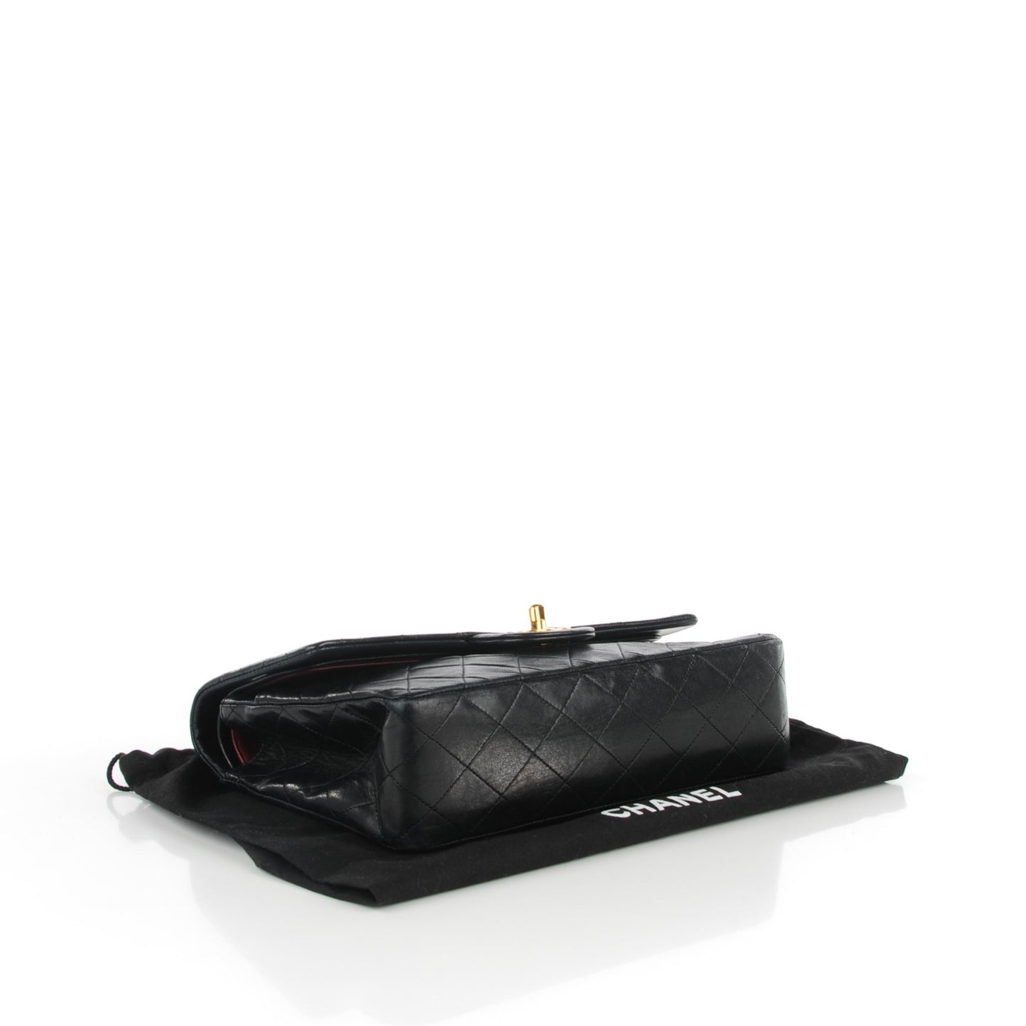 Lambskin Quilted Medium Double Flap Black