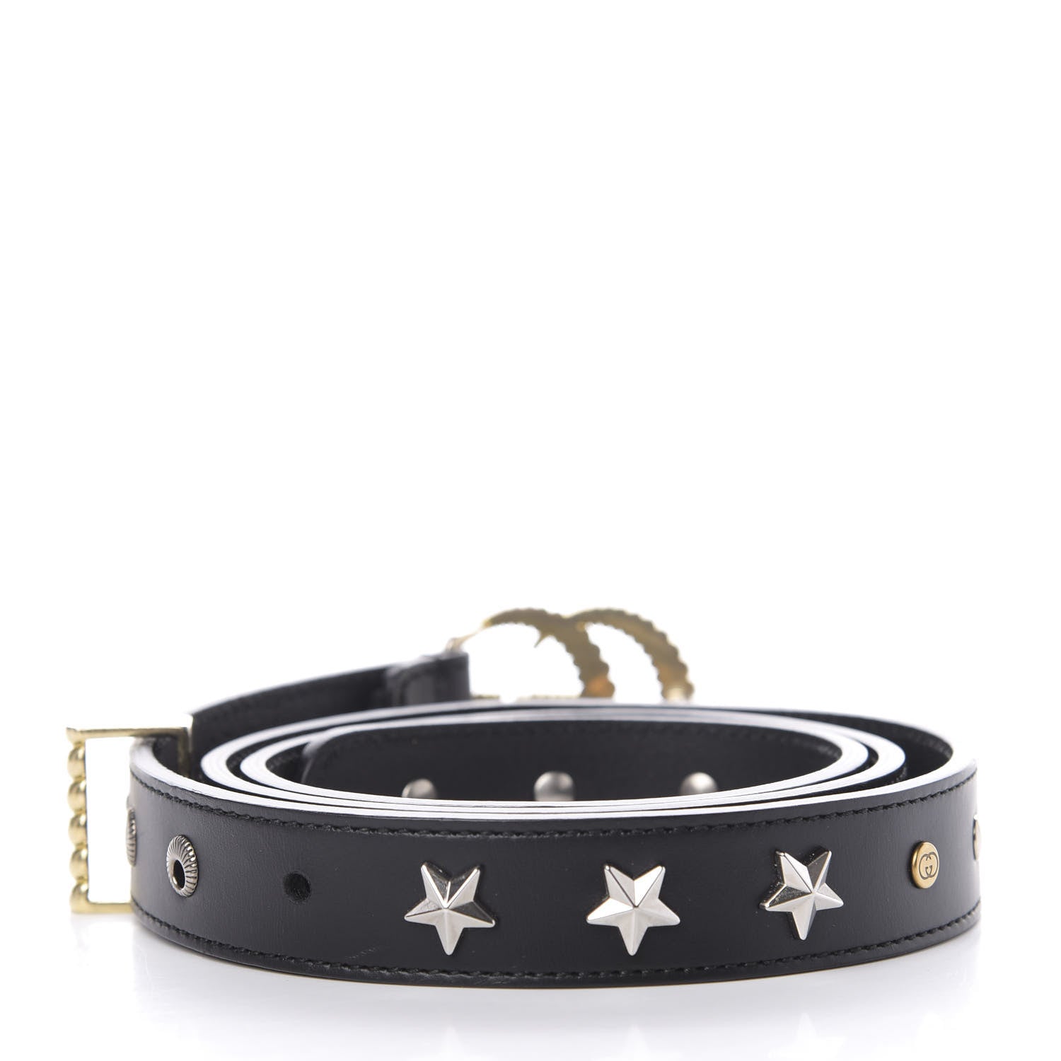 Gucci Calfskin Star Studded Torchon Double G Belt 95 38 Black 2 of 5