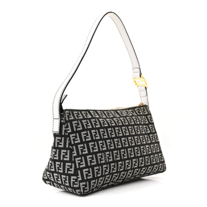 Fendi Zucchino Vitello Pochette Black White 3 of 12