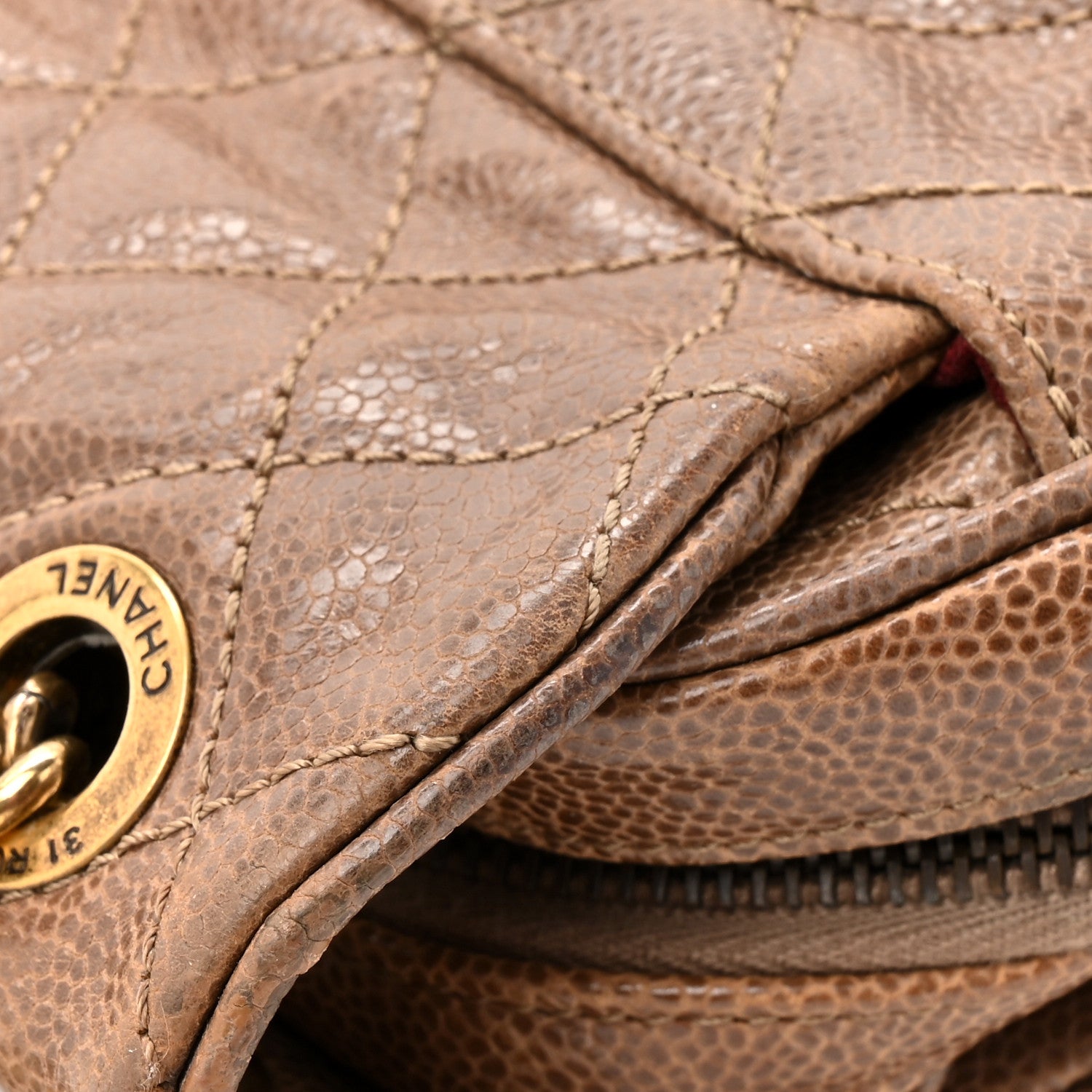 Chanel Caviar Quilted Medium Easy Flap Brown 14 of 15