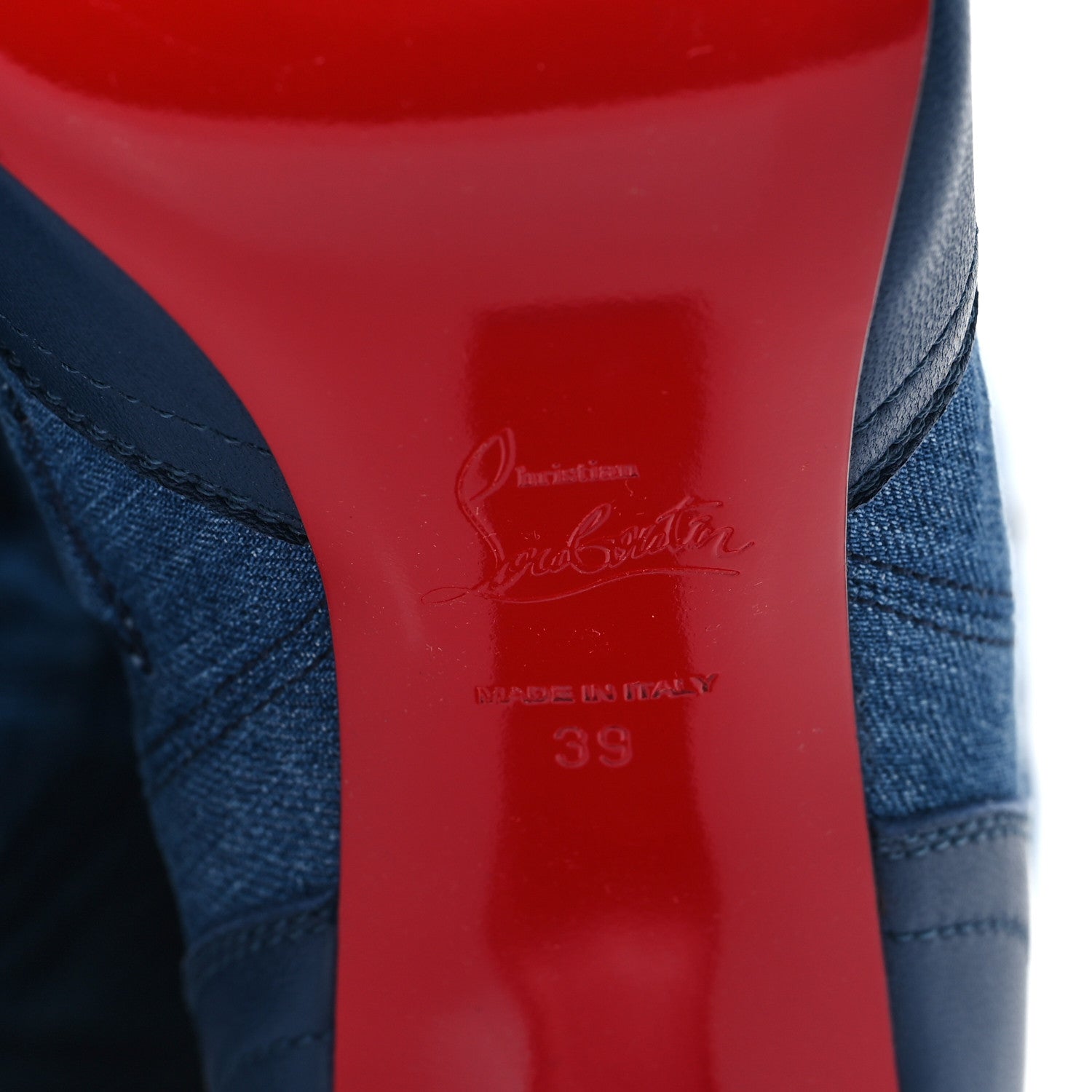 Christian Louboutin Nappa Denim Santia Botta 85 Tall Boots 39 Blue 6 of 8