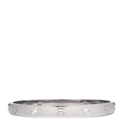 Cartier 18K White Gold 4 Diamond LOVE Bracelet 17 3 of 6