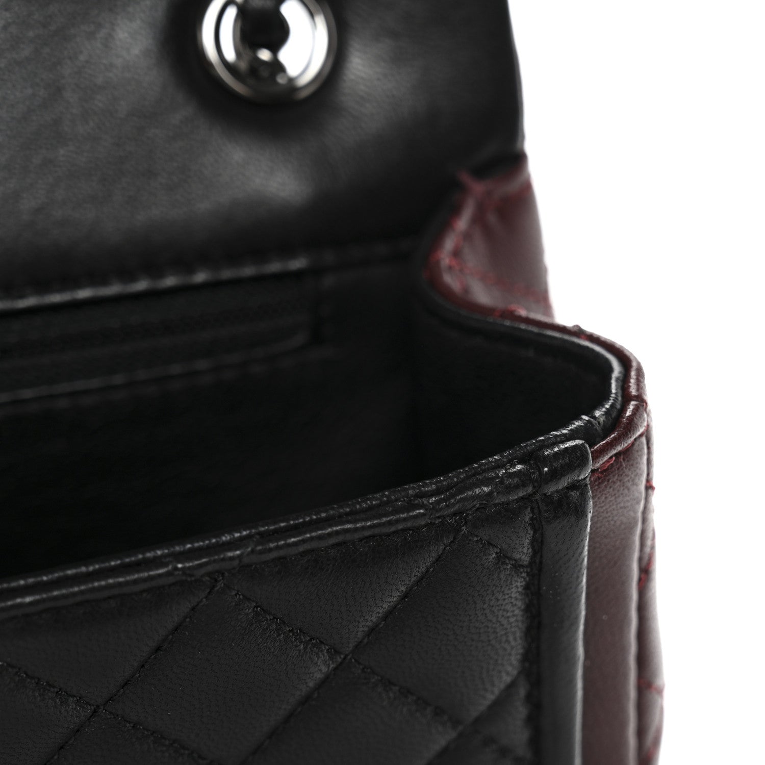 Chanel Lambskin Classic Twist Mini Rectangular Flap Black Burgundy 12 of 13